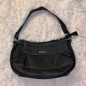 TANJAY VINTAGE SMALL BLACK LEATHER SHOULDER BAG